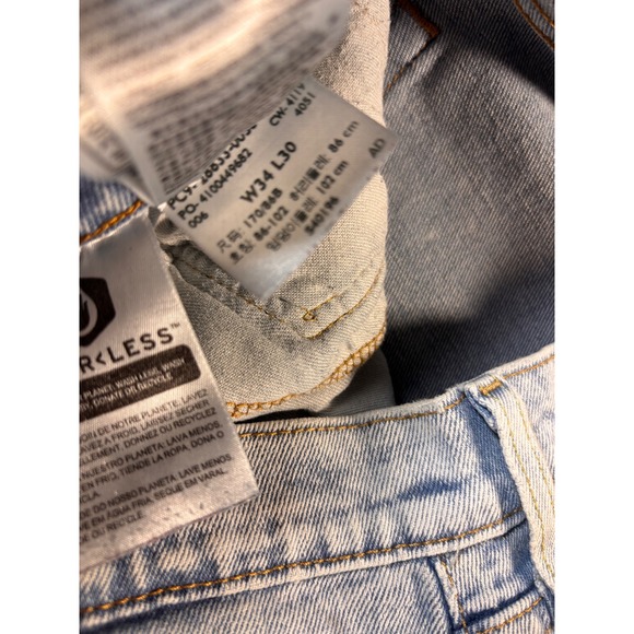 Levis 501 Waterless Mens Light Wash Jeans W34 L30 Straight Leg Denim - Picture 3 of 6